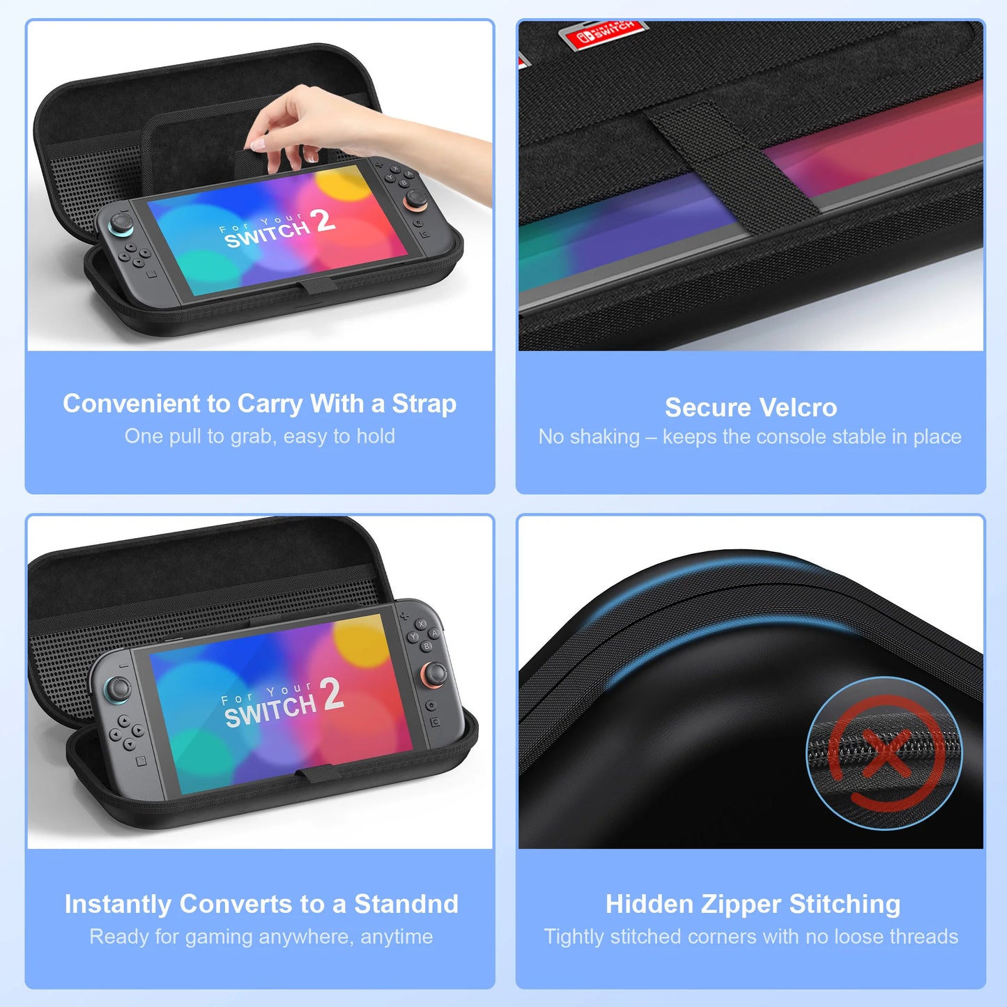 Storage Bag for Nintnedo Switch 2 Portable Hard Carrying Case Shockproof PU Cover for Switch 2 Game Console Accessories