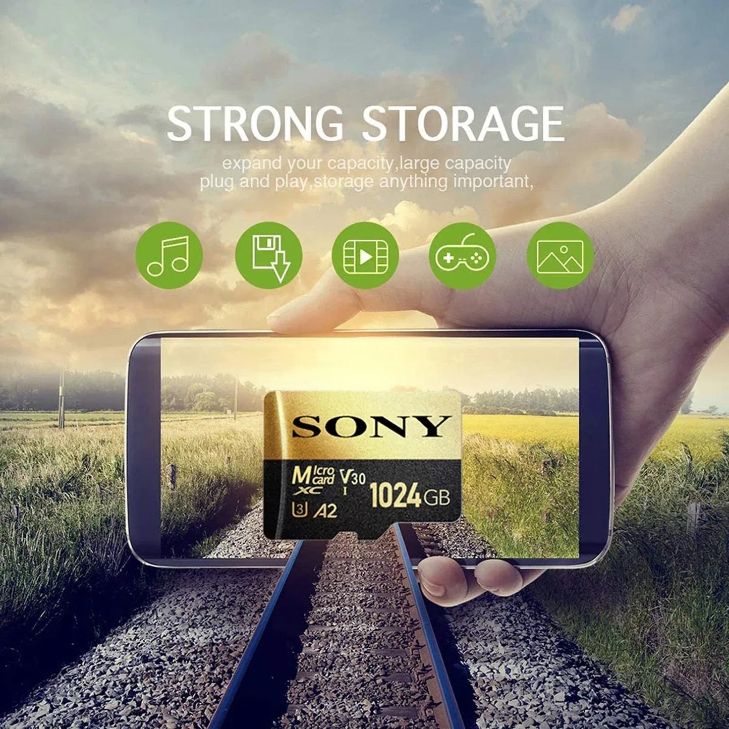 Sony SD Memory Card High Speed Micro TF SD Card 128GB 1TB 512GB 256GB A2 U3 V30 SD TF Flash Cards For Xiaomi Phone Computer