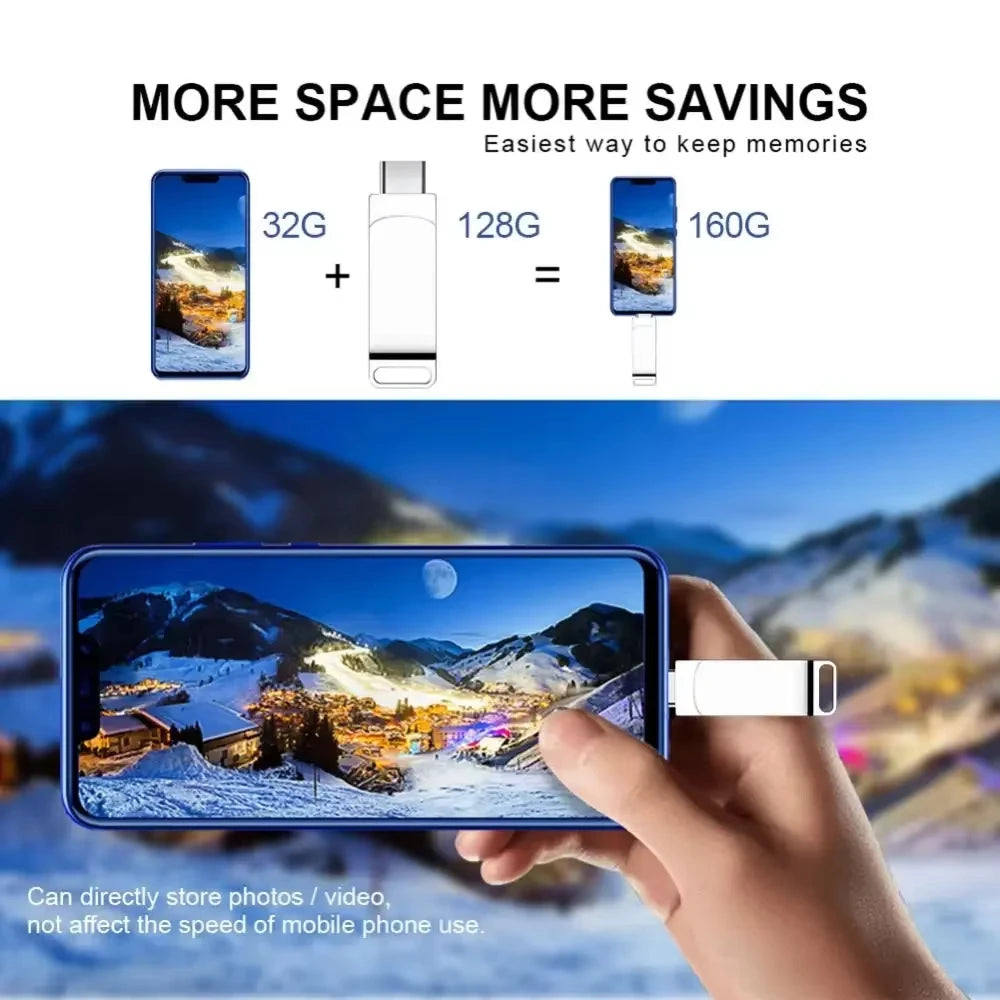 Xiaomi 3.2 U Disk Flash Drives USB16TB High Speed Metal Transfer High Capacity Drive Type C Portable Memory Waterproof  Stick