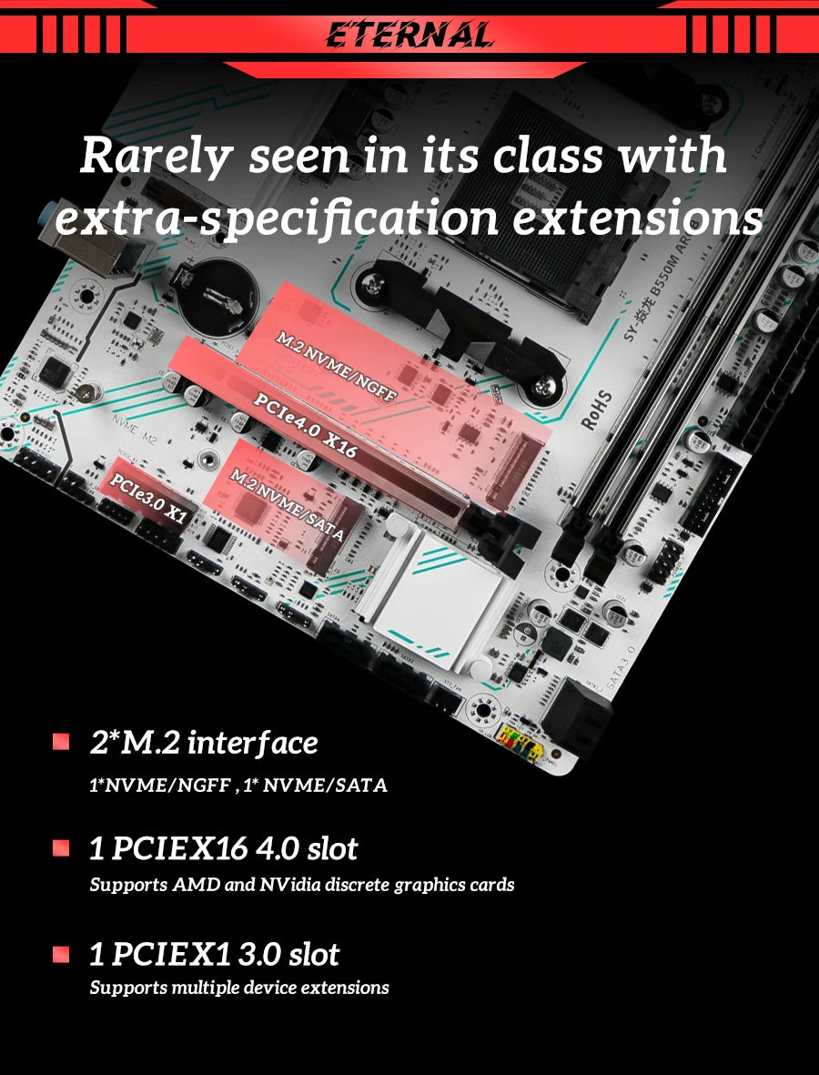 SOYO World Premiere AMD B550M Gaming Motherboard USB3.2 PCIE3.0 M.2 NVME Dual Channel DDR4 AM4 Socket supports Ryzen 5700X CPU