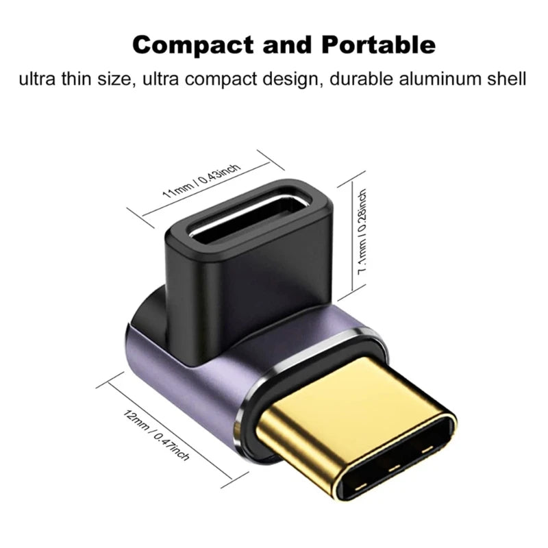 1-3PCS USB C 40Gbps Adapter 90 Degree Right Angle USB C Male To Female Extender 100W Fast Charging for Steam Deck Switch Laptop