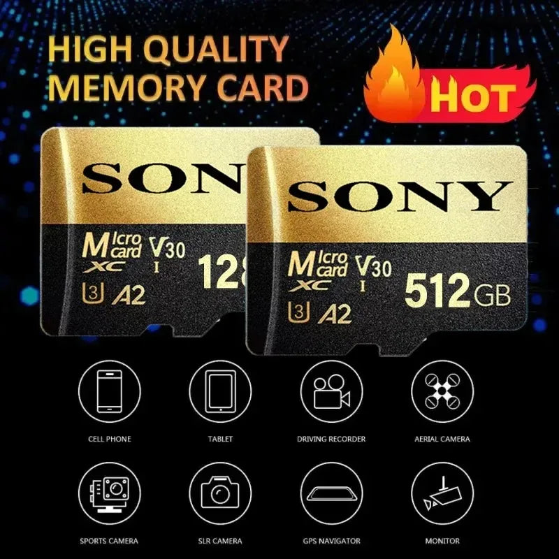 Sony SD Memory Card High Speed Micro TF SD Card 128GB 1TB 512GB 256GB A2 U3 V30 SD TF Flash Cards For Xiaomi Phone Computer