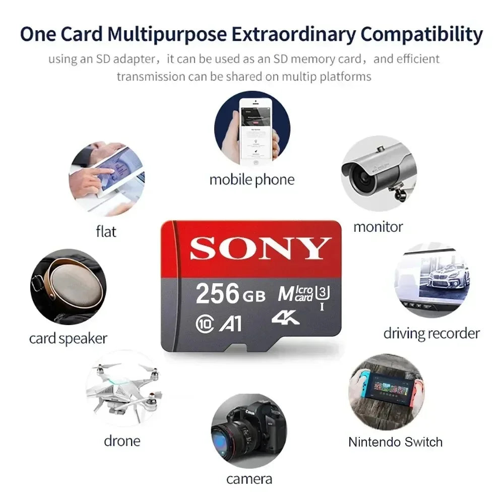 SONY 1TB Ultra Micro SD/TF Flash Memory Card 128GB 256GB 1TB 512GB Micro SD Card 32 64 128 GB MicroSD Dropshipping For Phone