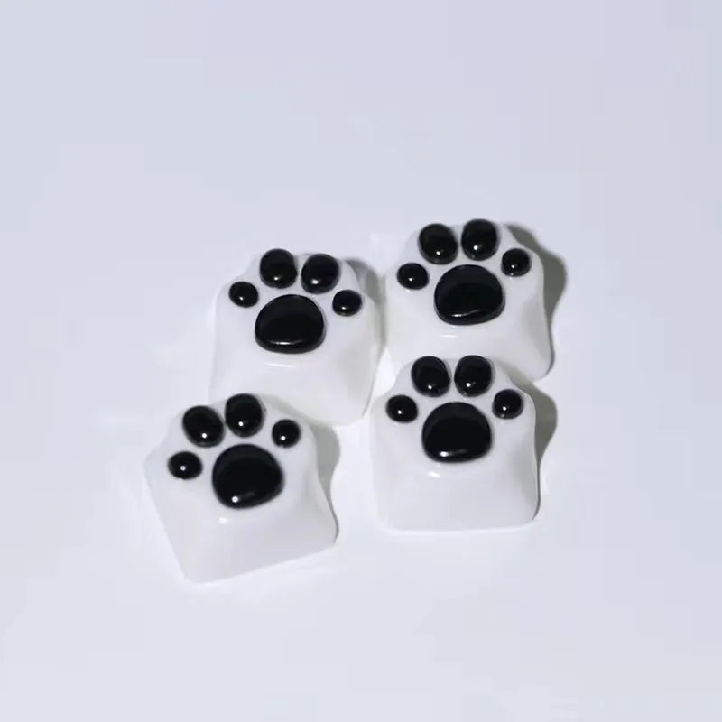 4pcs White Translucent Cat Paw Cute Keycap for Cross Axis Mechanical Keyboard Pink Custom ESC WASD Cap Key Cap Game