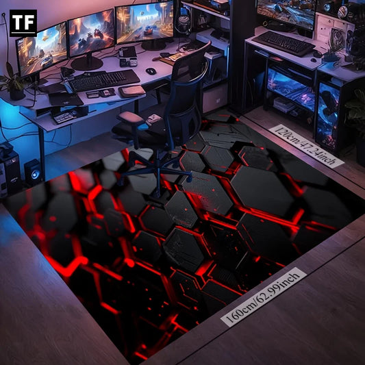 Cyberpunk Velvet Area Mat, HD Print Non Slip, Double Edged Design, Perfect for Game Room Decor, Gamer Themed Rug