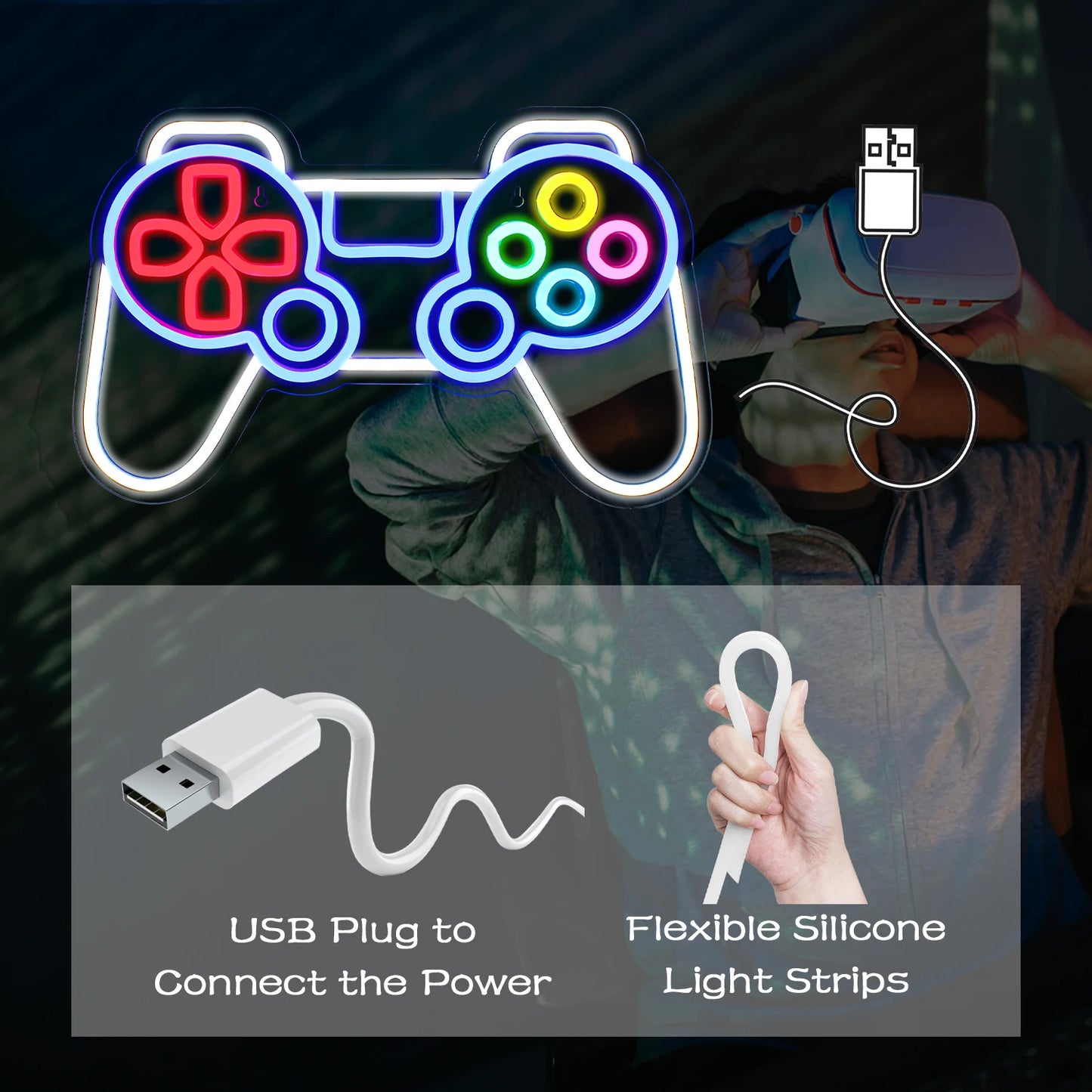 Game Room Neon Sign Led Lights Up Sign Home Gaming Lighting For Men Cave Game Room Party Birthday Bedroom Decoration Light Gifts