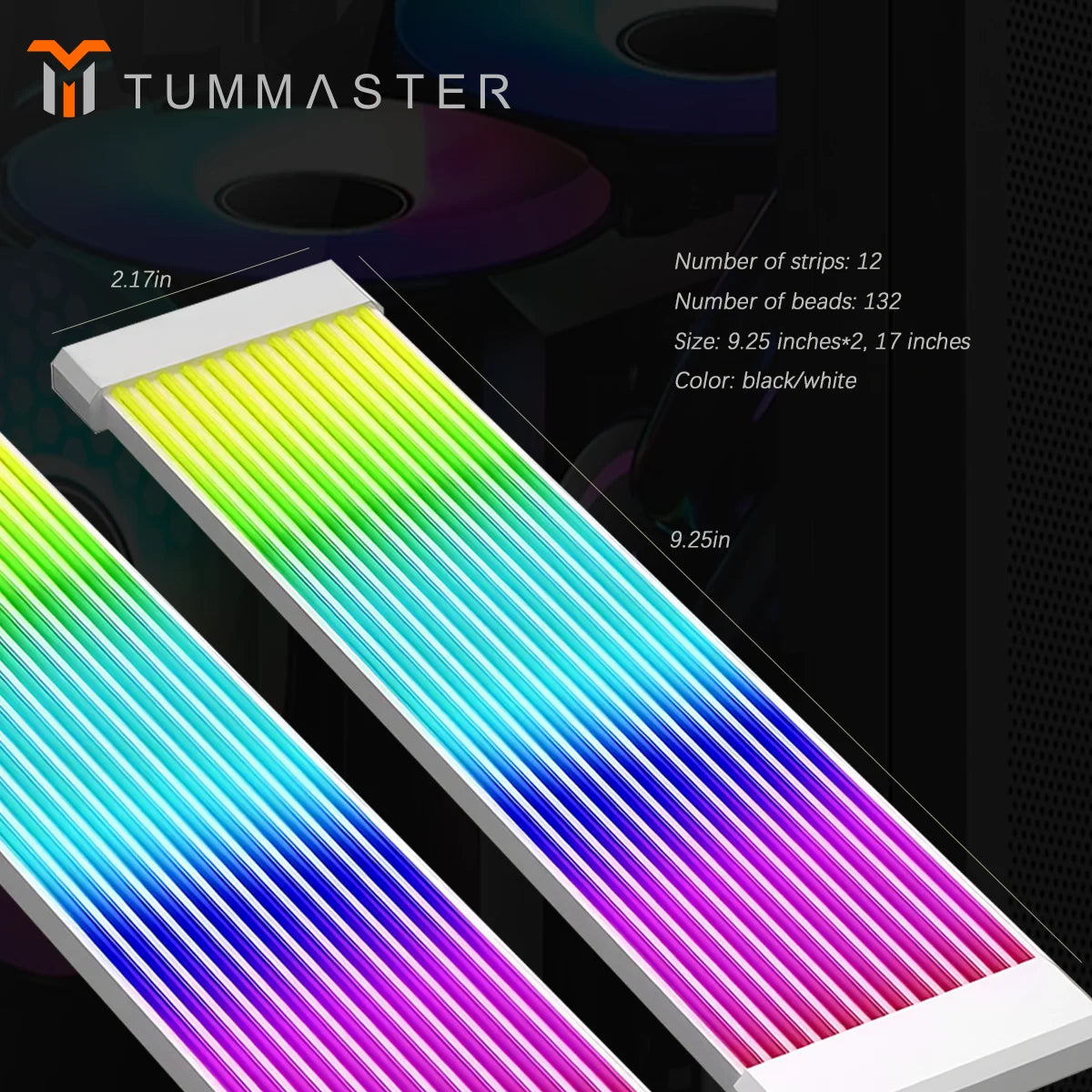 TUMMASTER 5V 3Pin ARGB Illuminated Strip 8/24-Pin PC Motherboard Graphics Card Power Supply Extension Cable with LED Light Strip