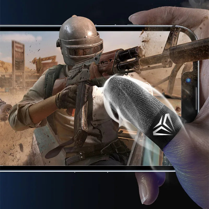 Mobile Game Silver Fiber Fingertip Glove Sweatproof Anti-slip Touch Screen Gaming Finger Sleeve Breathable Finger Cover for PUBG
