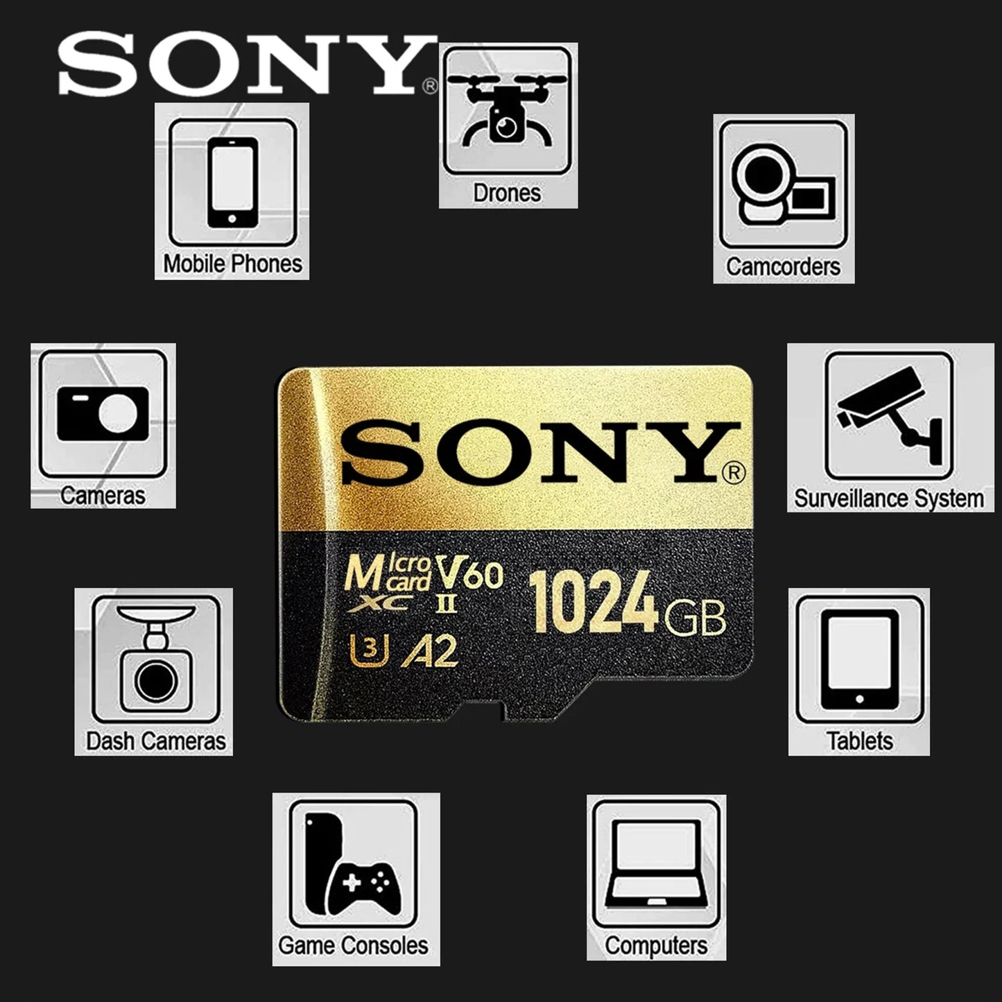 SONY 1TB Micro SD Card Memory Card Hight Speed MIni MicroSD Card 1TB 512GB 256GB 128GB SD TF Flash Card For XIaomi Camera PC