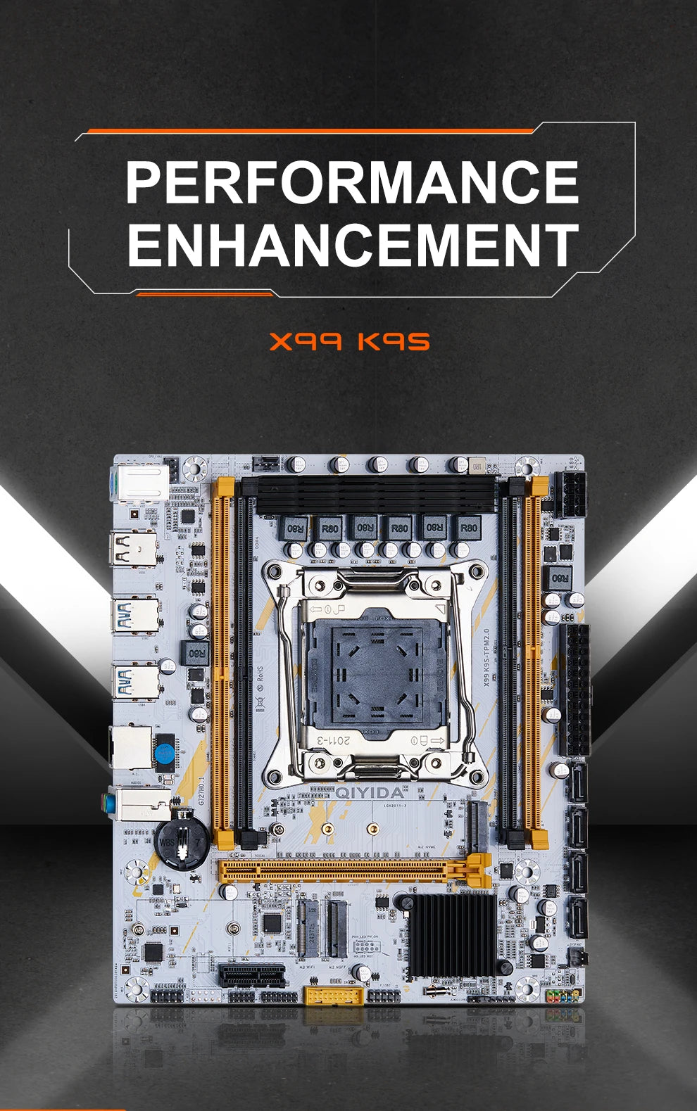 QIYIDA X99 Motherboard LGA 2011-3 Set Kit Xeon E5 2680 V4 CPU Processor 32G=2*16G DDR4 REG ECC RAM Memory NVME M.2 TPM2.0 plug