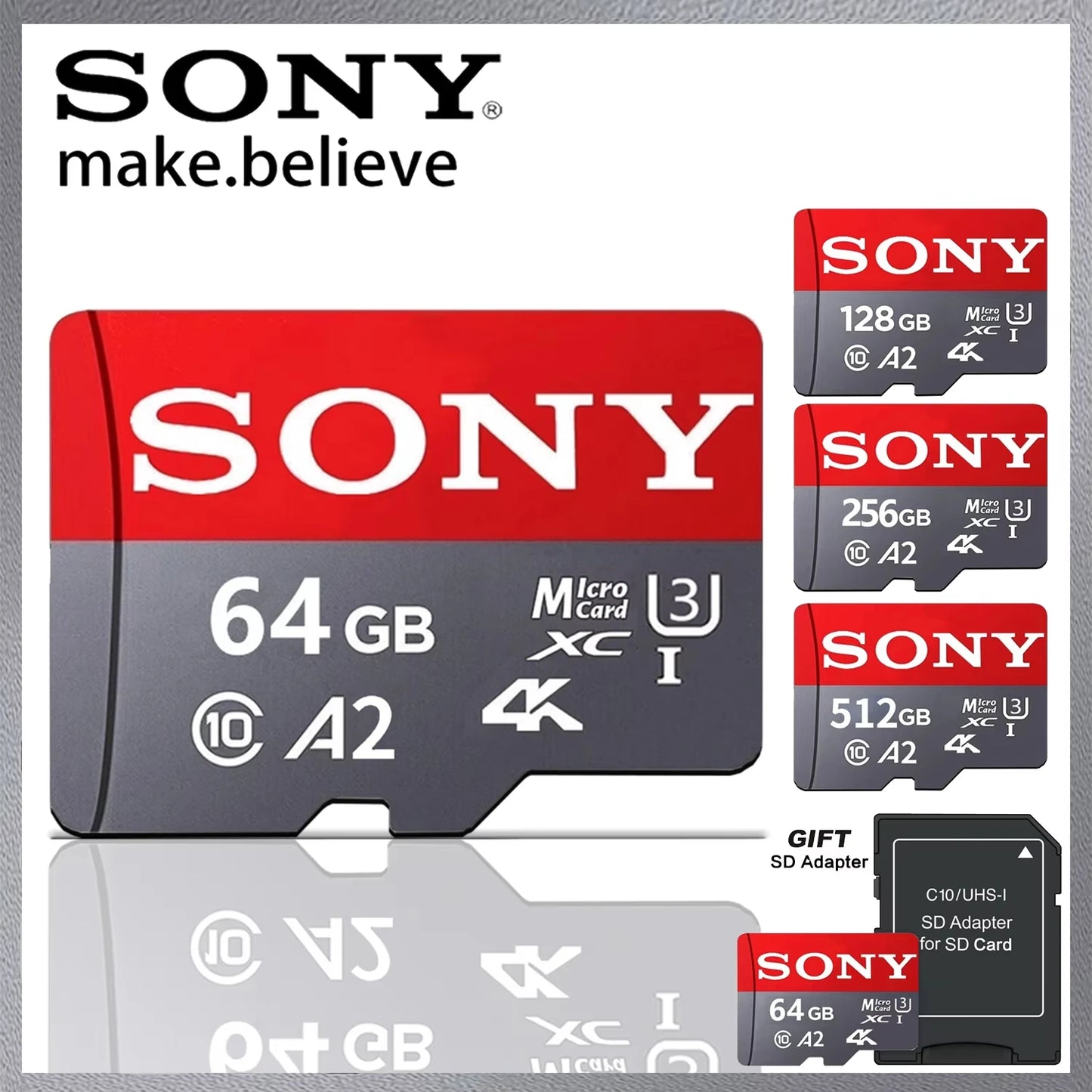 Sony Memory Card 1TB 512GB Micro SD TF 128GB 256GB U3 A2 Micro SD 64GB 170Mb Reading Speed Class 10 Flash Micro Card For Phone