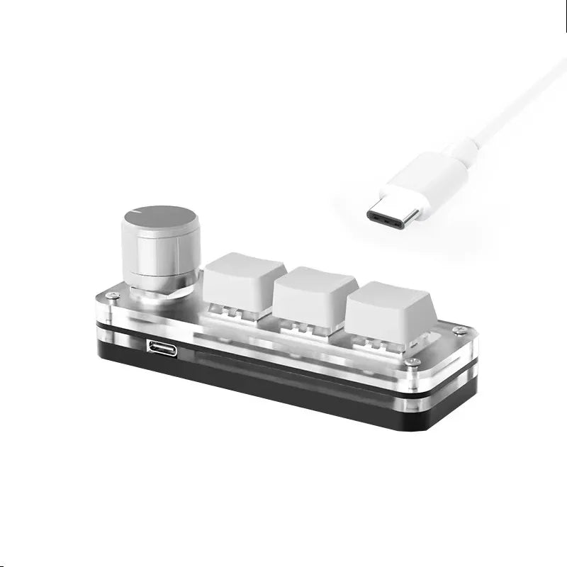RGB 3 key Customize Wired Mini Keyboard Macro Knob Copy Paste Shortcut Key E-sports Game Mechanical Hot Swap Mini Keyboard