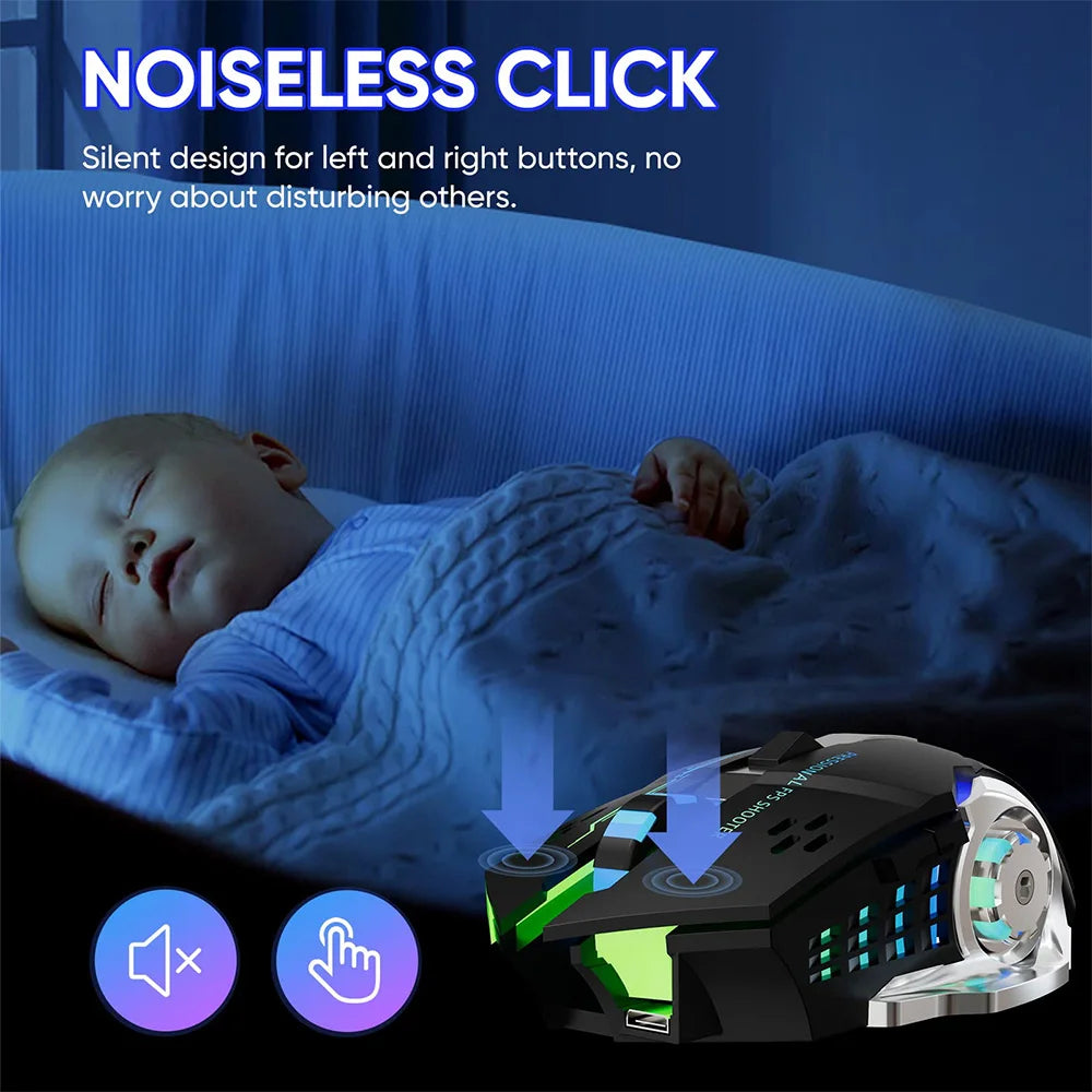 Wireless Mouse Gaming Computer Silent Rechargeable Bluetooth Mouse USB Mechanical E-Sports Backlight PC Gamer Mouse for Laptop