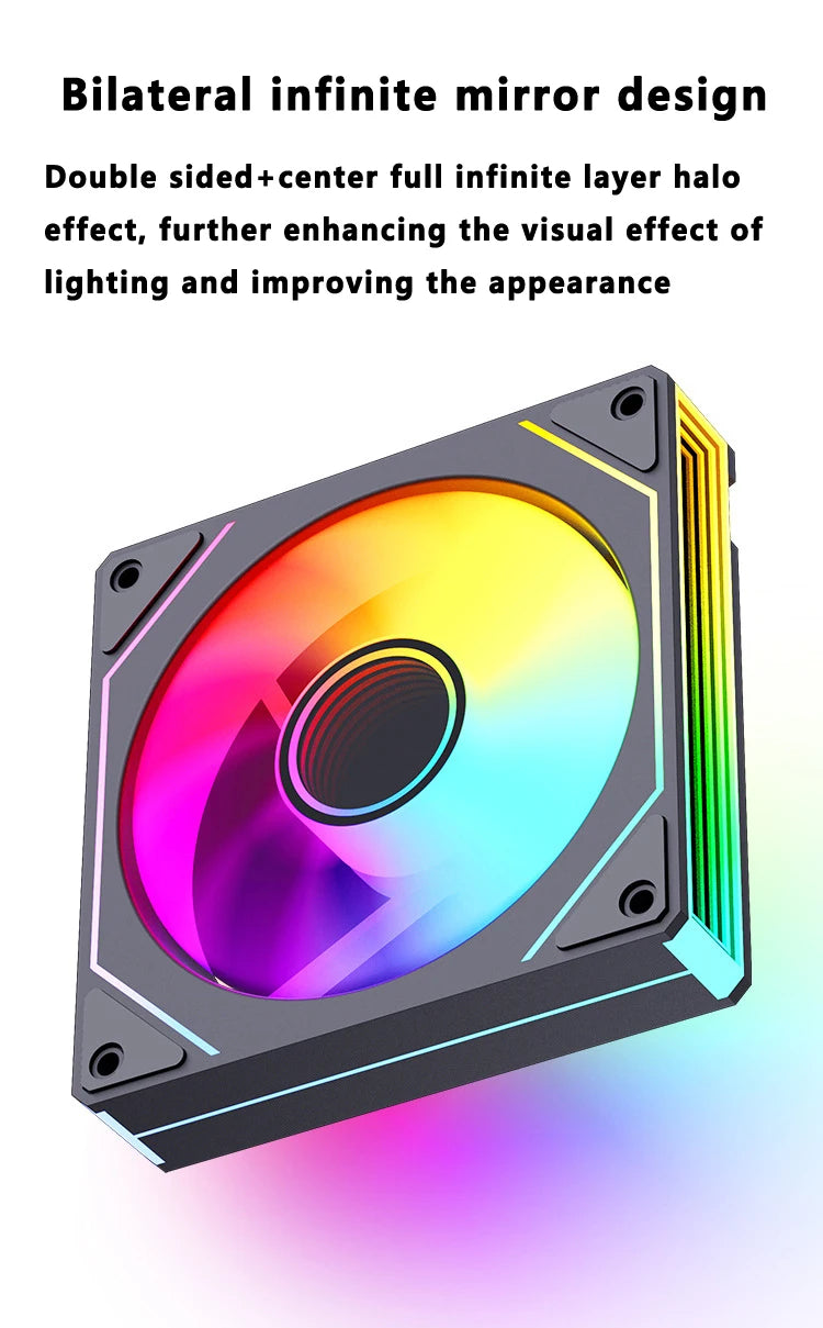 ICE Whale Prism 7 PRO ARGB PC Case Fan 120mm Infinity Mirror Design Motherboard Lighting Sync 4PIN PWM CPU Cooler Fan ventilador