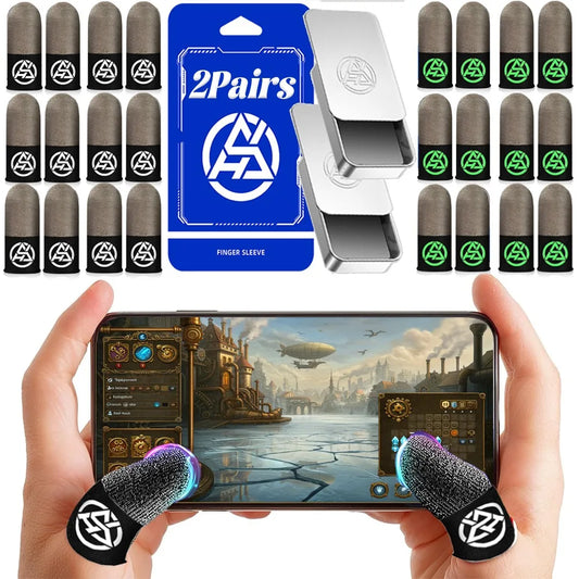 1/2 Pair Luminous Finger Sleeve Sweat-Proof Game Breathable Finger Cots Cover Sensitive Mobile Touch Glove for PUBG Phone Games