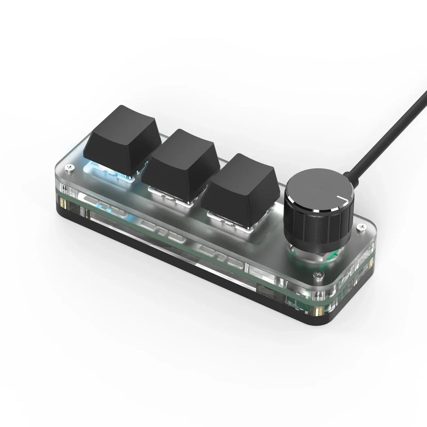 RGB 3 key Customize Wired Mini Keyboard Macro Knob Copy Paste Shortcut Key E-sports Game Mechanical Hot Swap Mini Keyboard