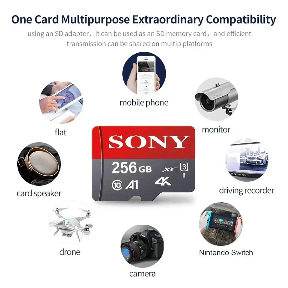 Sony 100% Original Class 10 A1 Memory Card 1TB 512GB 256GB 128GB 64GB SDXC V30 U3 SDHC V10 U1 Micro SD Card Flash Micro Sd