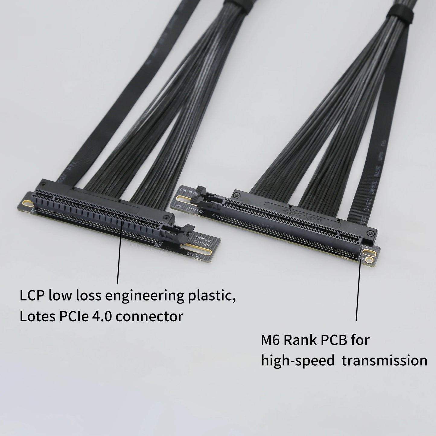 PCI-E 4.0 X16 Server Graphics Card Extension Cable GEN4 for AI Server Left Angle Socket 3.0 Gen3 Compatible/BLACK