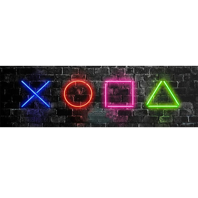 Neon Game Button Symbol Gaming Canvas Art Print Poster Wall Art Canvas Picture for Living Room Cuadros Home Wall Decoration
