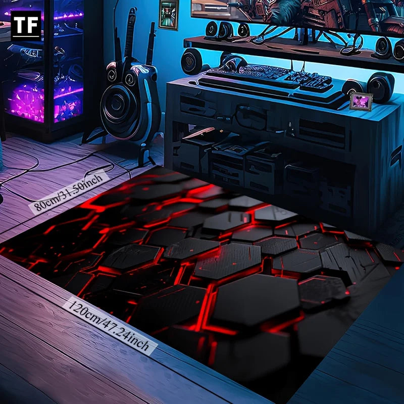 Cyberpunk Velvet Area Mat, HD Print Non Slip, Double Edged Design, Perfect for Game Room Decor, Gamer Themed Rug