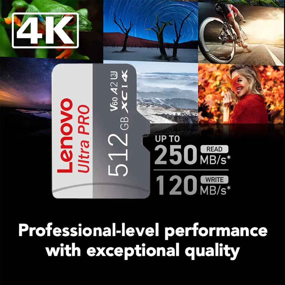 Lenovo High Speed Micro SD 2TB 1TB 512GB 256GB Memory Card UP TO 100MB/s U3 128GB TF Card for USB Card Reader Adapter Micro sd