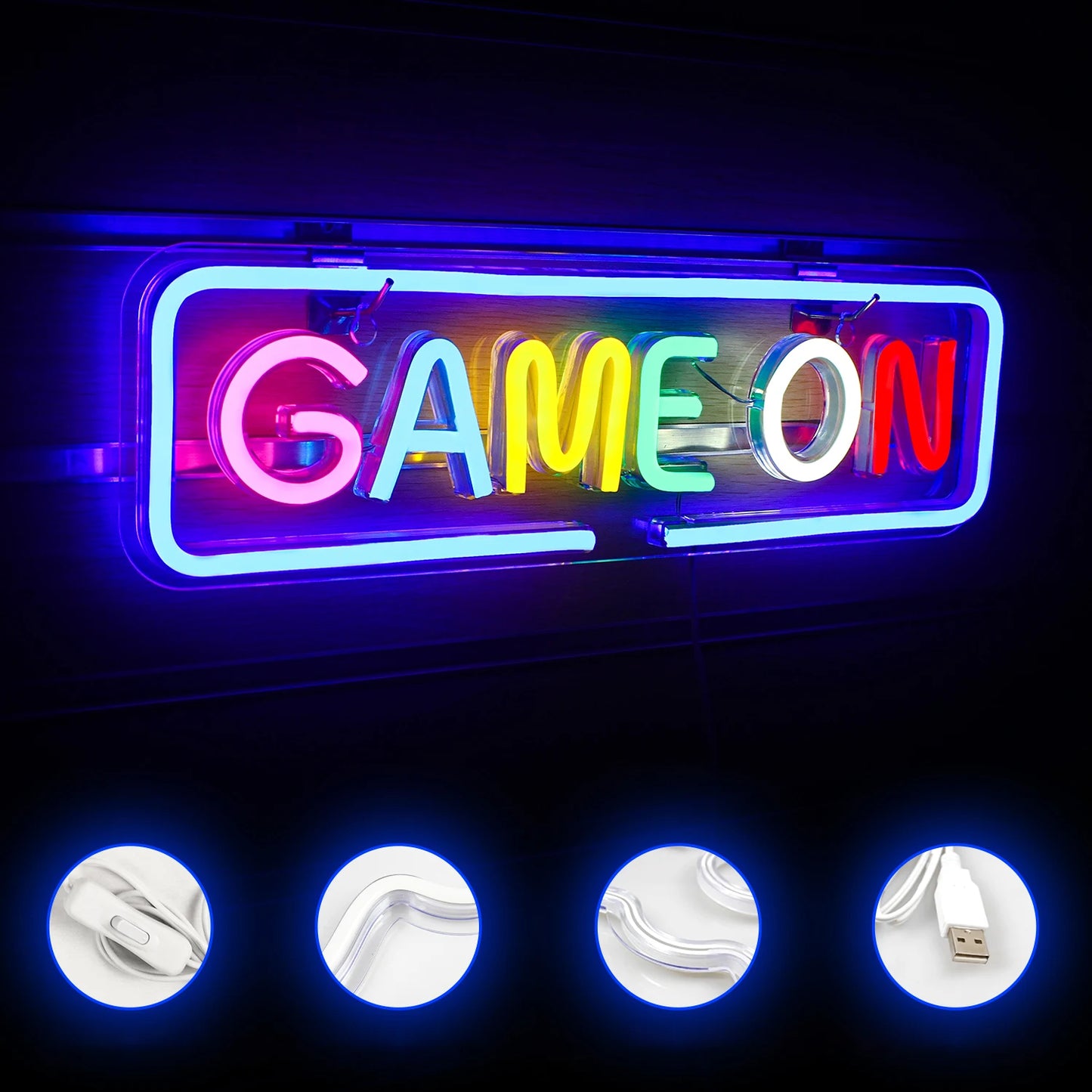 Game Room Neon Sign Led Lights Up Sign Home Gaming Lighting For Men Cave Game Room Party Birthday Bedroom Decoration Light Gifts