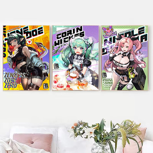 Hot Game Zenless Zone Zero Posters Ellen Joe Nicole Demara Canvas Printing Wall Art Picture for Gaming Room Home Decor Gifts