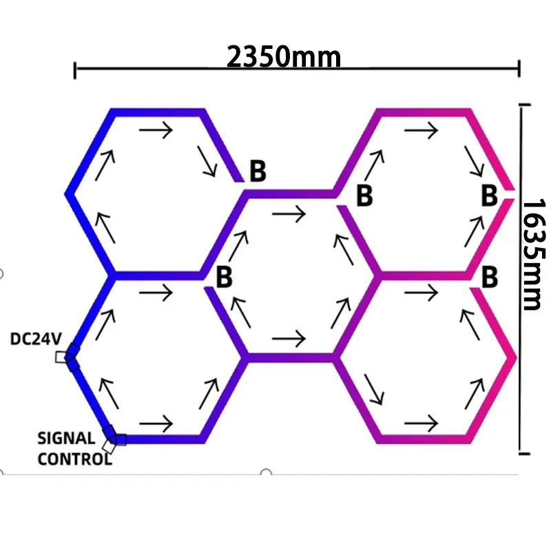 Customized RGB Hexagon LED Garage Light Honeycomb Ceiling Lamps With Remote APP Control for Car Wash Repair Gaming Room BarDecor