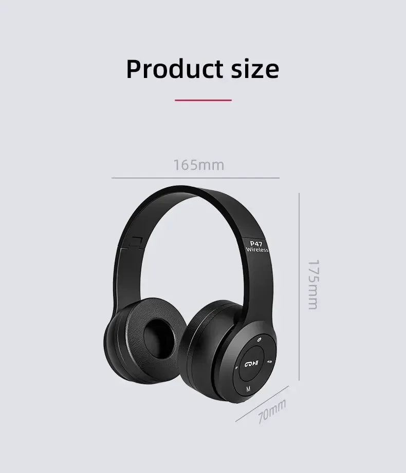 Stereo P47 Headset 5.0 Bluetooth Headset Folding Series Wireless Outdoor SportsHeadset for iPhone Samsung PC Game Accessories