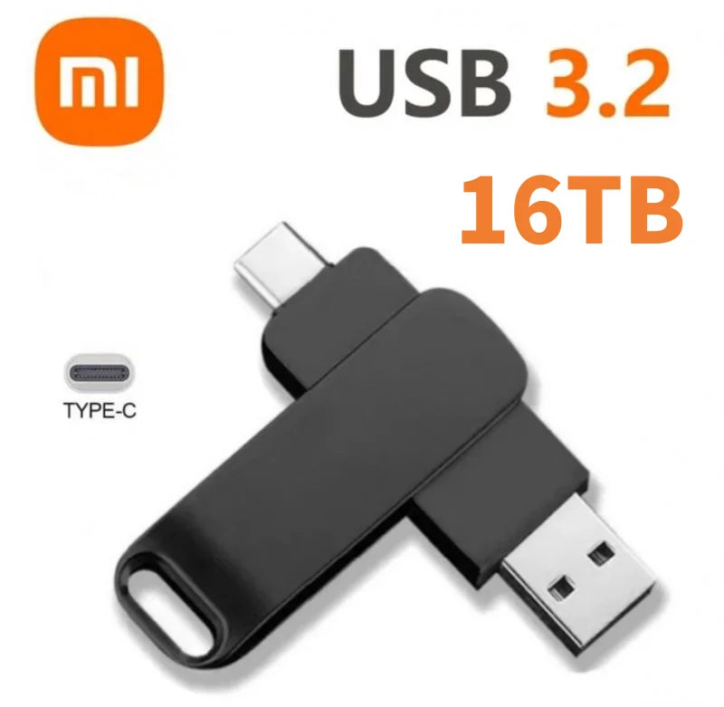 Xiaomi 3.2 U Disk Flash Drives USB16TB High Speed Metal Transfer High Capacity Drive Type C Portable Memory Waterproof  Stick