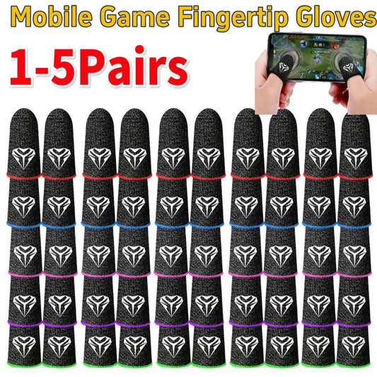 1-5Pairs Mobile Game Fingertip Gloves Sweatproof Anti-slip Gaming Finger Sleeve  for PUBG Breathable Fingertip Cover Thumb Glove