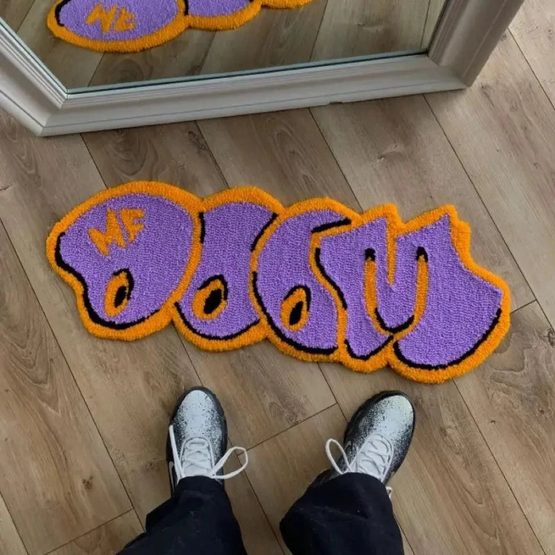 Creative English Rugs for Bedroom Thick Plush MF DOOM Floor Mat Fashion Irregular Living Room Decoration Carpet Fluffy Soft Rug