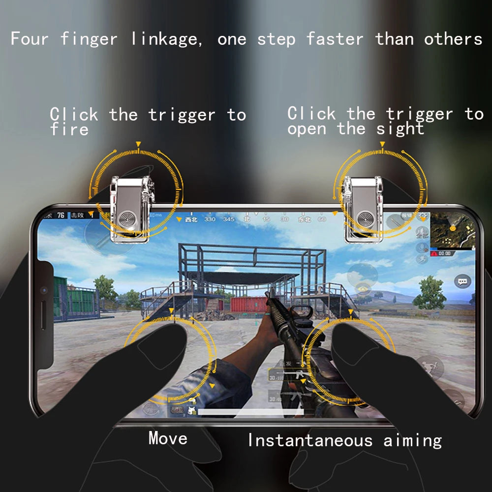 2pcs Metal Smart Phone Mobile Gaming Trigger Joystick for PUBG Mobile Gamepad Fire Button Aim Key L1R1 Shooter Pubg Controller
