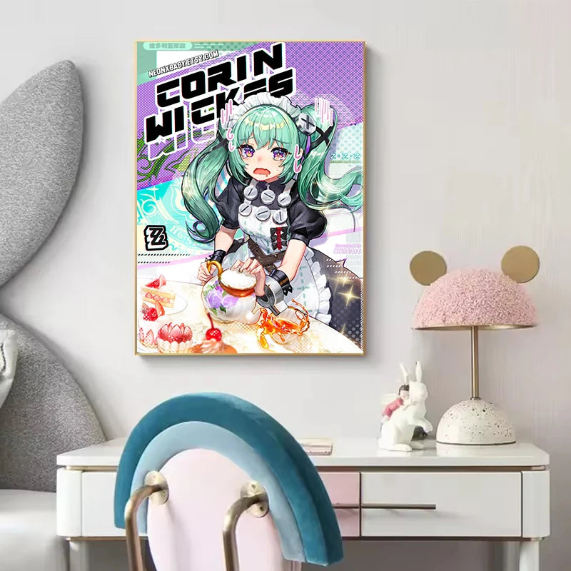 Hot Game Zenless Zone Zero Posters Ellen Joe Nicole Demara Canvas Printing Wall Art Picture for Gaming Room Home Decor Gifts
