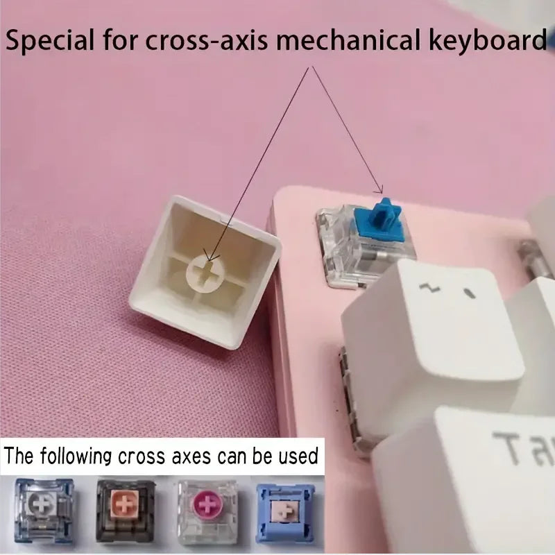 4pcs Sequin Cute Cat Claw Keycaps Cross Axis Mechanical Transparent Keycaps Accessories