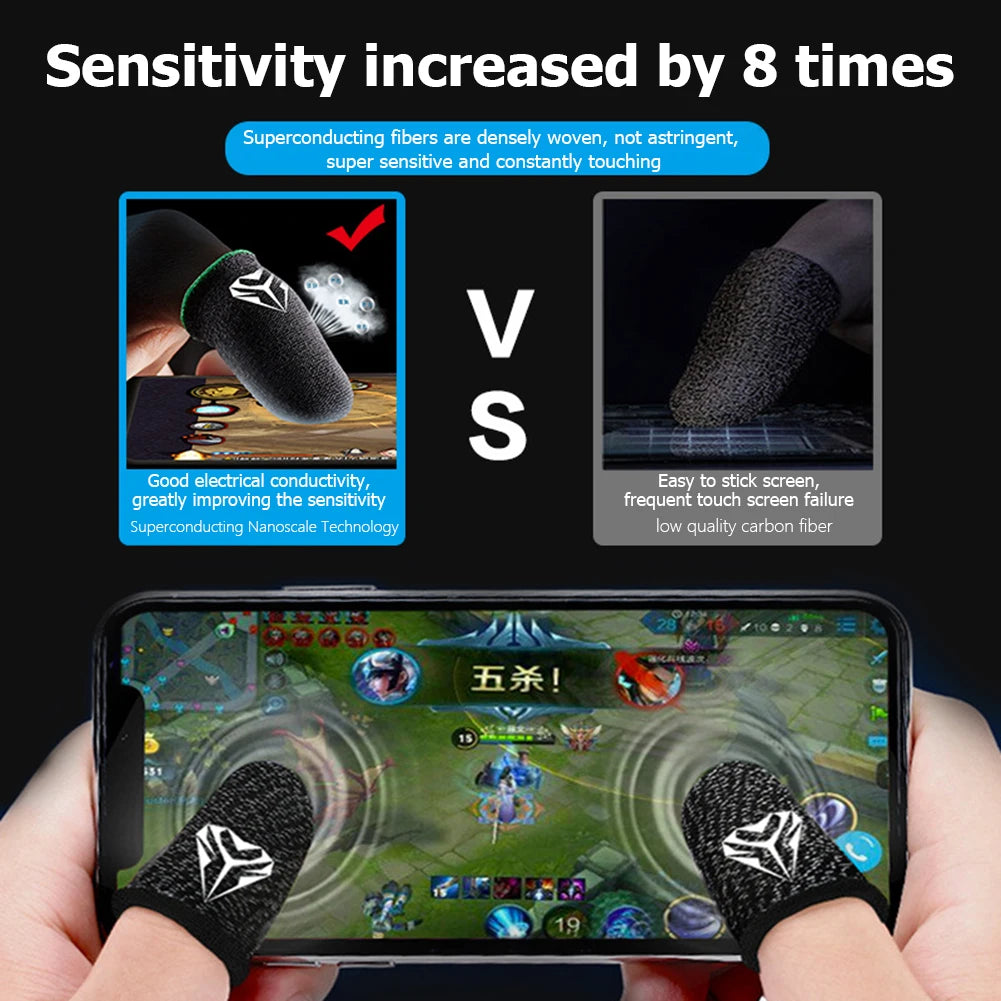 1-5Pairs Mobile Game Fingertip Gloves Sweatproof Anti-slip Gaming Finger Sleeve  for PUBG Breathable Fingertip Cover Thumb Glove