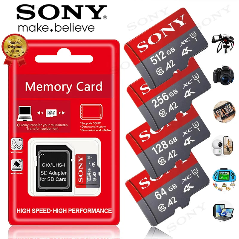 Sony Extreme Micro SD XC Memory Card 1TB 512GB UHS-I Cards USB 3.0 4K 256GB 128GB 64GB Flash Micro SD Card for Camera GoPro DJI