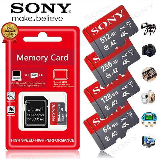 Sony Extreme Micro SD XC Memory Card 1TB 512GB UHS-I Cards USB 3.0 4K 256GB 128GB 64GB Flash Micro SD Card for Camera GoPro DJI