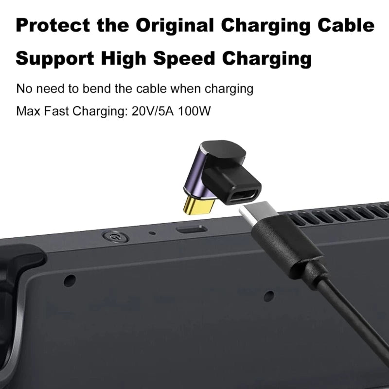 1-3PCS USB C 40Gbps Adapter 90 Degree Right Angle USB C Male To Female Extender 100W Fast Charging for Steam Deck Switch Laptop