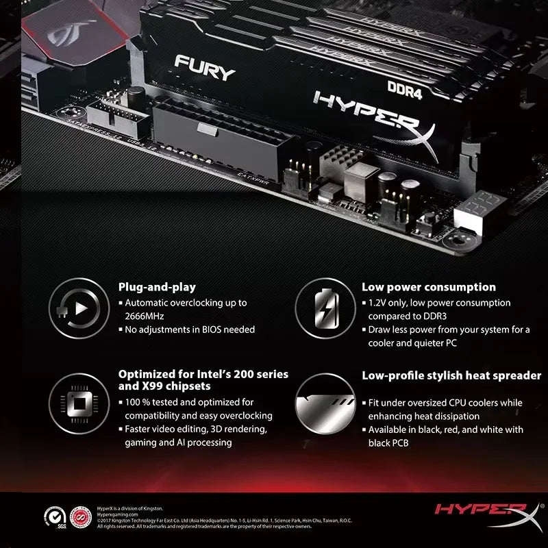 HyperX DDR4 Ram 8GB 16GB 32GB 3600MHz 3200MHz 2666MHz 2400MHz 2133MHz DRAM DIMM Memory 288pin White Ram 8GB 16GB 32GB 3600MHz