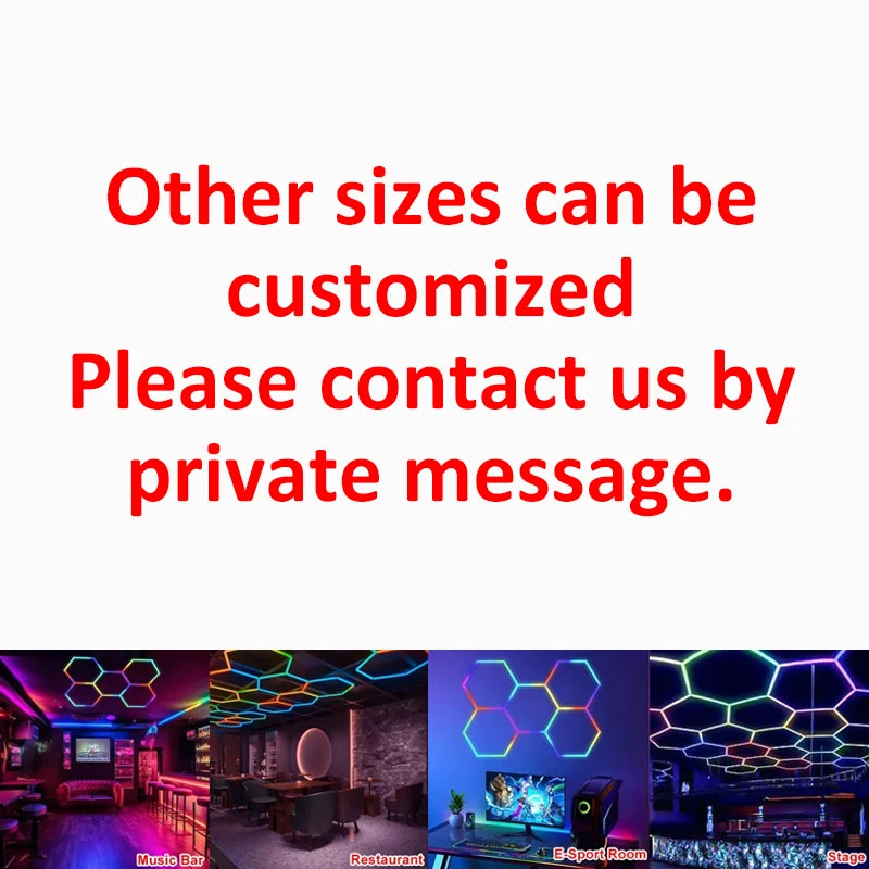 Customized RGB Hexagon LED Garage Light Honeycomb Ceiling Lamps With Remote APP Control for Car Wash Repair Gaming Room BarDecor