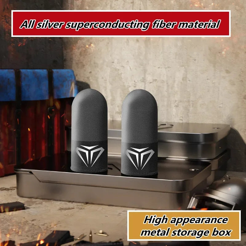 Mobile Game Silver Fiber Fingertip Glove Sweatproof Anti-slip Touch Screen Gaming Finger Sleeve Breathable Finger Cover for PUBG