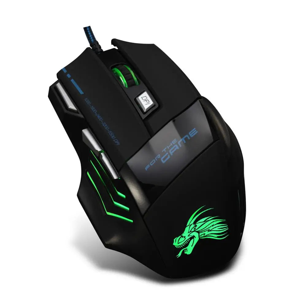 USB Wired Gaming Mouse 7-Color Backlight 5500 DPI Adjustable Optical Mice Ergonomic Computer Mouse for Desktop Laptop PC Gamer