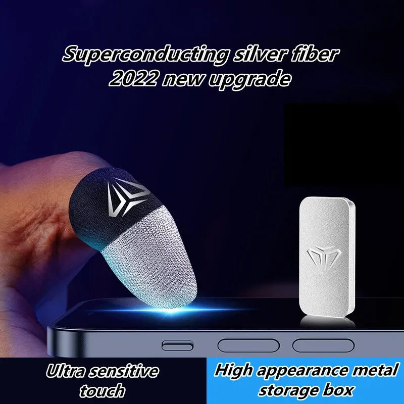 Mobile Game Silver Fiber Fingertip Glove Sweatproof Anti-slip Touch Screen Gaming Finger Sleeve Breathable Finger Cover for PUBG