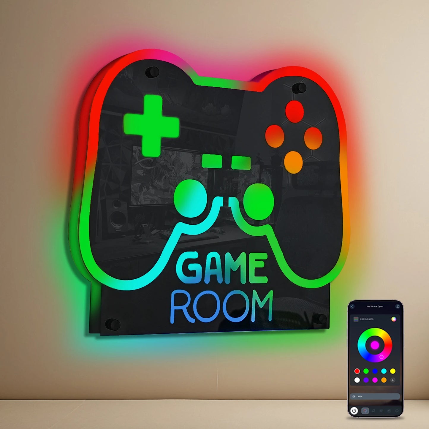 Gamer Neon Sign RGB Remote Control Mirror LED Backlight Open/ Gamers Luminous Wall Sign Lamp Cool Game Room Interior Decor