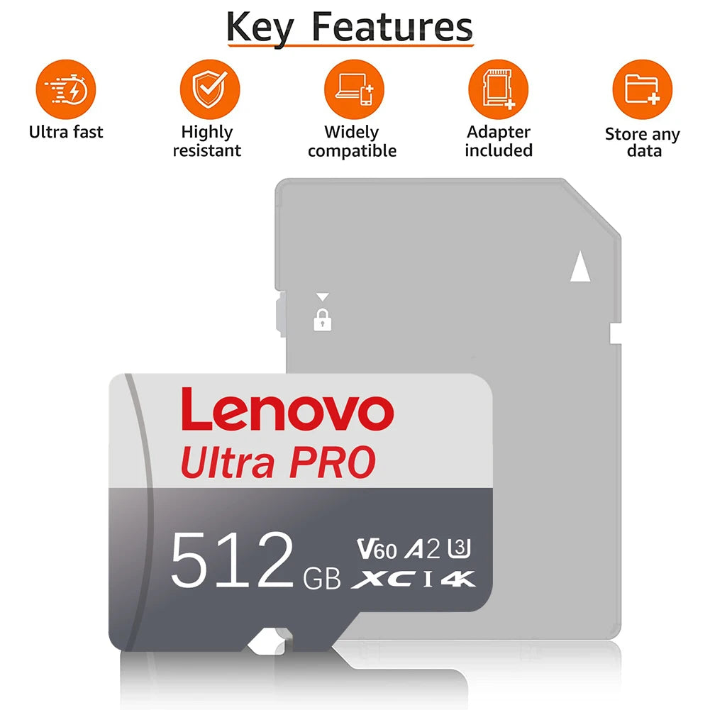 Lenovo Micro SD Card Extreme microSDXC Memory Card UHS-I A2 U3 4K Video High Speed MicroSD Card for Camera GoPro DJI Nintendo