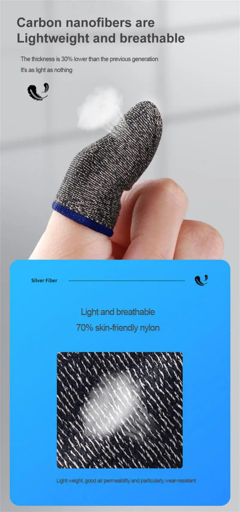 Gaming Finger Sleeve Breathable Fingertips For PUBG Games Anti-Sweat Touch Screen Finger Cots Cover Sensitive Mobile Touch Glove