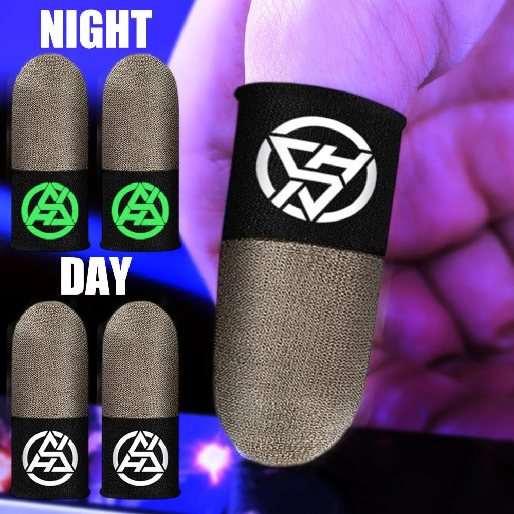 1/2 Pair Luminous Finger Sleeve Sweat-Proof Game Breathable Finger Cots Cover Sensitive Mobile Touch Glove for PUBG Phone Games