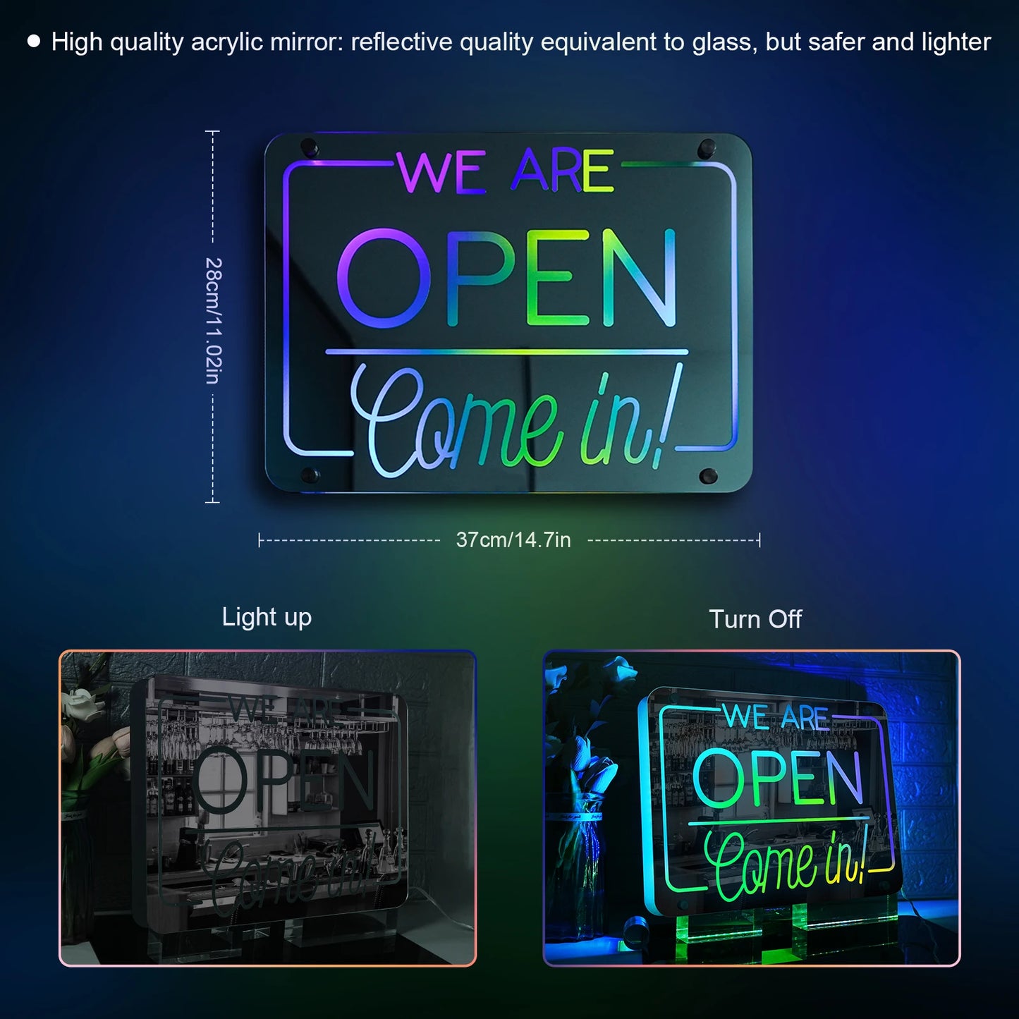 Gamer Neon Sign RGB Remote Control Mirror LED Backlight Open/ Gamers Luminous Wall Sign Lamp Cool Game Room Interior Decor