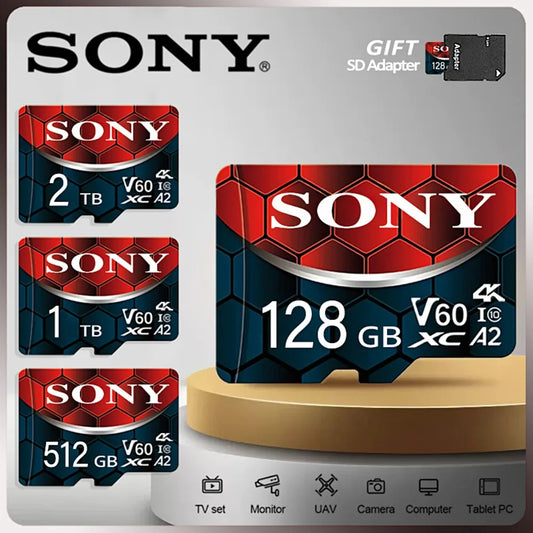New Sony TF Memory Card 2TB High Speed Micro SD Card 1TB 512GB 256GB 128GB A2 U3 V60 SD TF Flash Cards for Xiaomi Phone Computer